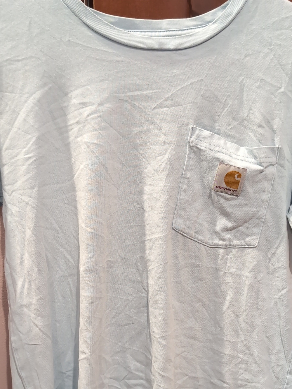 Carhartt Pale Blue Pocket Tee with Logo On Back